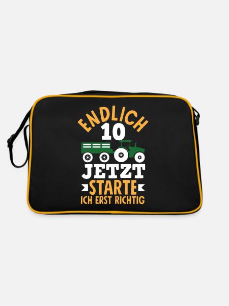 10e anniversaire tracteur 10 ans anniversaire chemise - Sac Retro - noir/or - Dos