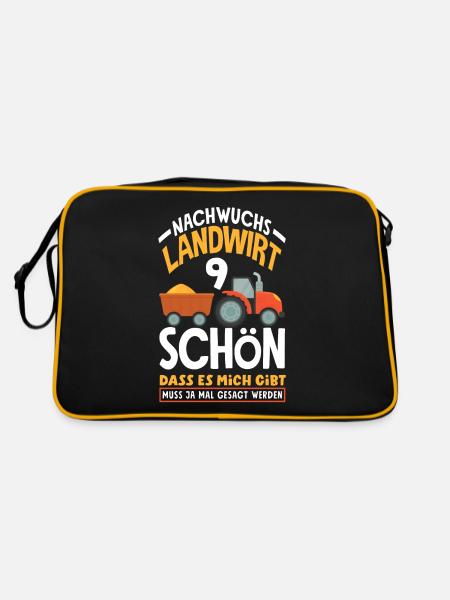 9. Geburtstag Traktor Nachwuchs Landwirt 9 Jahre - Retro Tasche - Schwarz/Gold - Hinten