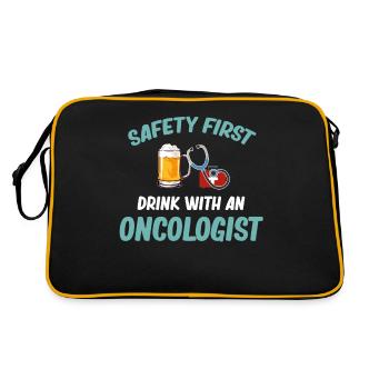 Safety First Drink Mit Einem Onkologen - Retro Tasche - Schwarz/Gold - Hinten