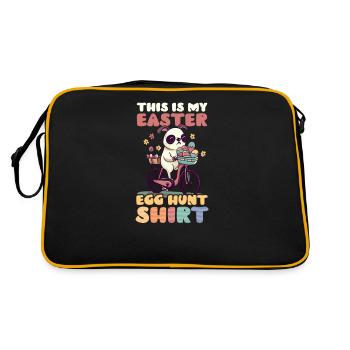Hund Osterei Osterei Outfit - Retro Tasche - Schwarz/Gold - Hinten