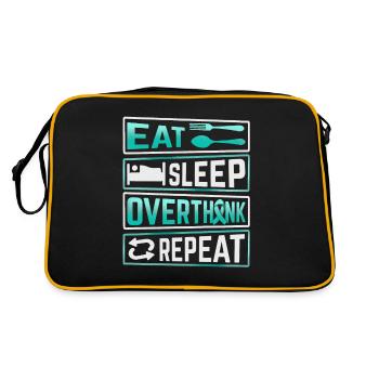 Teal Ribbon PTSD Stress Anxiety Disorder - Retro Bag - black/gold - Back