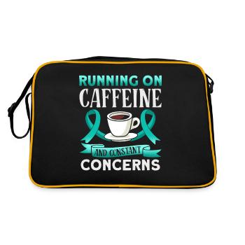 Teal Ribbon PTSD Stress Anxiety Disorder - Retro Bag - black/gold - Back