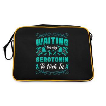 Teal Ribbon PTSD Stress Anxiety Disorder - Retro Bag - black/gold - Back