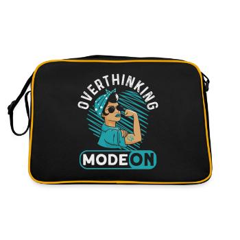 Teal Ribbon PTSD Stress Anxiety Disorder - Retro Bag - black/gold - Back