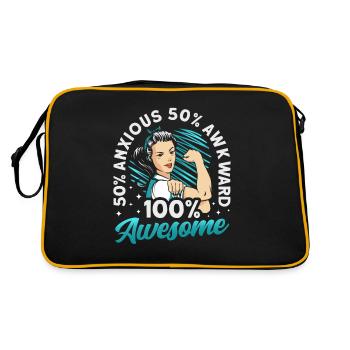 Teal Ribbon PTSD Stress Anxiety Disorder - Retro Bag - black/gold - Back
