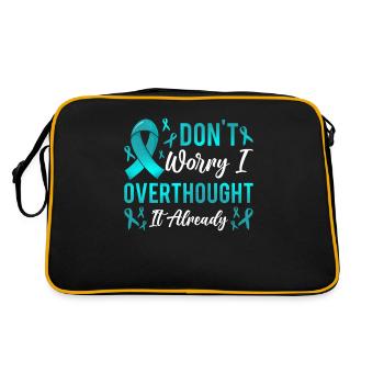 Teal Ribbon PTSD Stress Anxiety Disorder - Retro Bag - black/gold - Back