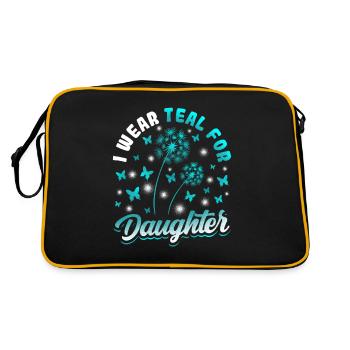 Teal Ribbon PTSD Stress Anxiety Disorder - Retro Bag - black/gold - Back