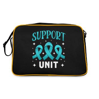 Teal Ribbon PTSD Stress Anxiety Disorder - Retro Bag - black/gold - Back