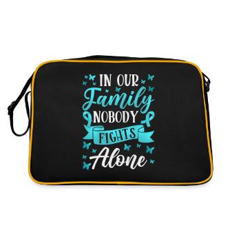 Teal Ribbon PTSD Stress Anxiety Disorder - Retro Bag - black/gold - Back