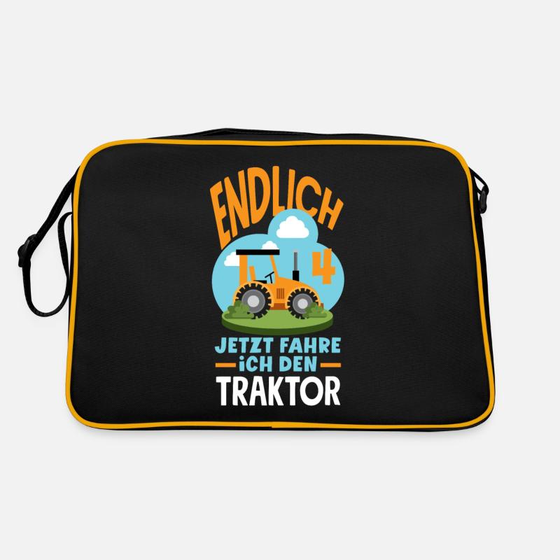 4th Birthday Tractor 4 Years Birthday Shirt Retro Bag