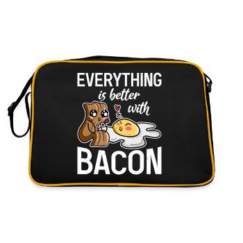 Funny Bacon Gifts - Retro Bag - black/gold - Back