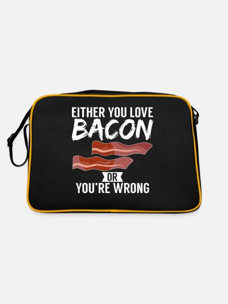Funny Bacon Gifts - Retro Bag - black/gold - Back