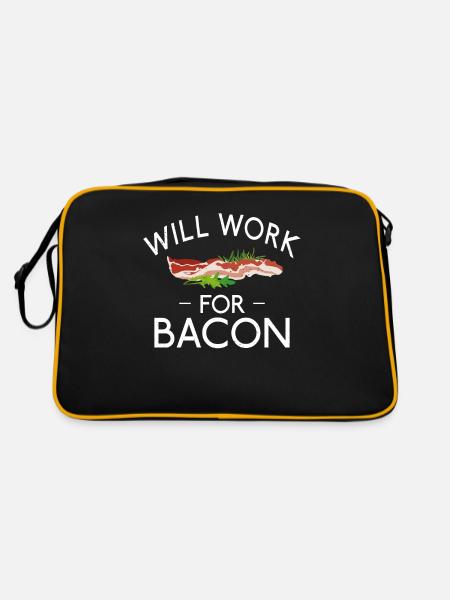 Funny Bacon Gifts - Retro Bag - black/gold - Back