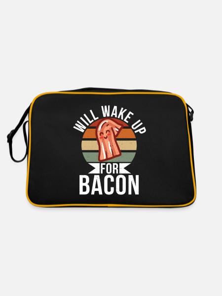 Funny Bacon Gifts - Retro Bag - black/gold - Back