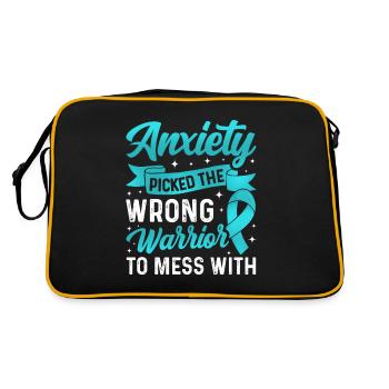 Teal Ribbon PTSD Stress Anxiety Disorder - Retro Bag - black/gold - Back