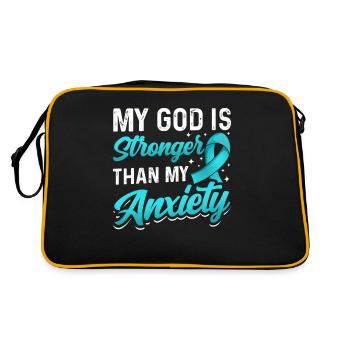 Teal Ribbon PTSD Stress Anxiety Disorder - Retro Bag - black/gold - Back