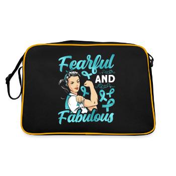 Teal Ribbon PTSD Stress Anxiety Disorder - Retro Bag - black/gold - Back