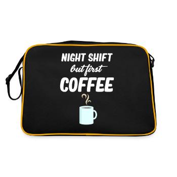 Night shift, but first coffee funnier - Retro Bag - black/gold - Back