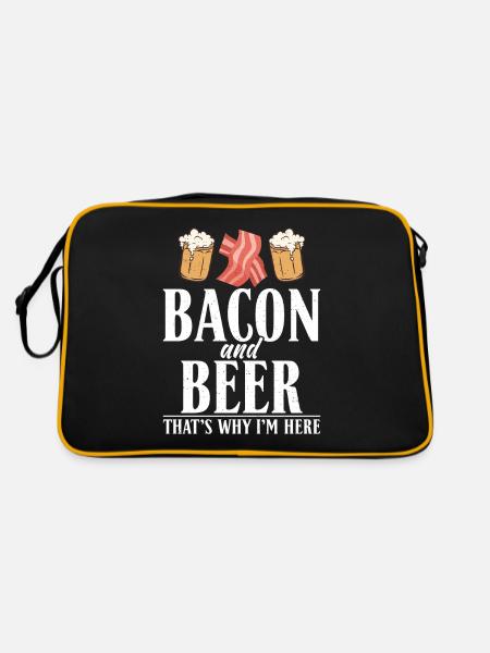 Funny Bacon Gifts - Retro Bag - black/gold - Back