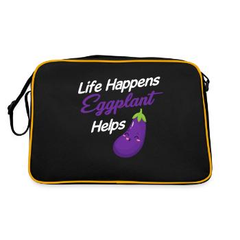 Aub Life Happens Eggplant Helps Eggplant - Retro Bag - black/gold - Back