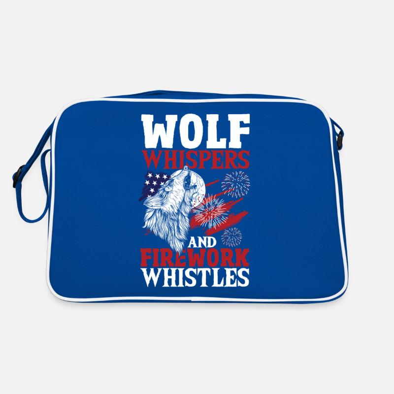 Loup hurlant étoiles blanches rayures rouges Sac Retro