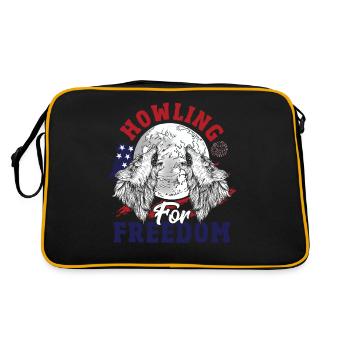 Loup 4 juillet drapeau américain loups hurlants - Sac Retro - noir/or - Dos