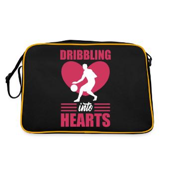 Valentine Basketball Player Dribbling into Hearts - Retro Bag - black/gold - Back