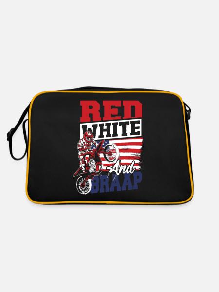 Dirt Bike American Flag Motocross Biker 4th of - Retro Bag - black/gold - Back