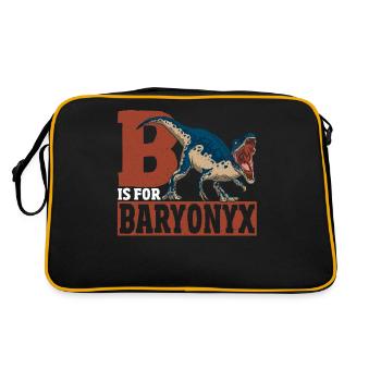Dinosaurier Prähistorisch Dino Raubtier Baryonyx - Retro Tasche - Schwarz/Gold - Hinten