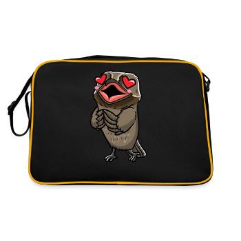 Daytime Sleeper Bird Kawaii Emoticon - Retro Bag - black/gold - Back