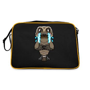 Daytime Sleeper Bird Kawaii Emoticon - Retro Bag - black/gold - Back