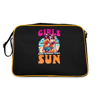 Sommerferien wollen Sonne haben - Retro Tasche - Schwarz/Gold - Hinten