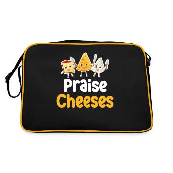 Jeux de mots au fromage Worship Cheddar Mozzarella - Sac Retro - noir/or - Dos