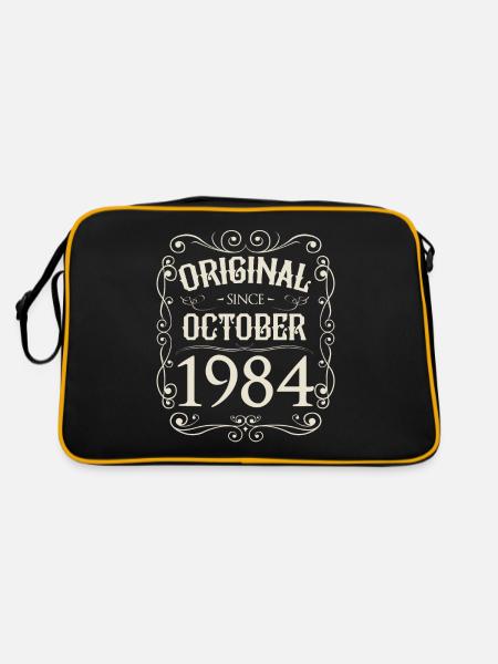 Vintage - Original since Oktober 1984 Geburtstag - Retro Tasche - Schwarz/Gold - Hinten
