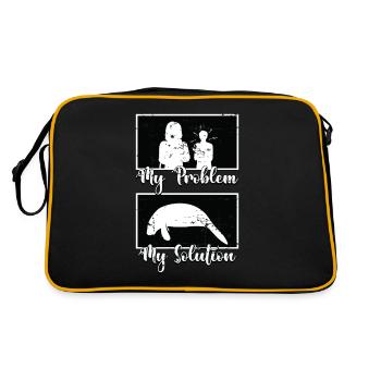 Dugong Lover Mon Problème Mon Pictogramme Maman Lamantin - Sac Retro - noir/or - Dos