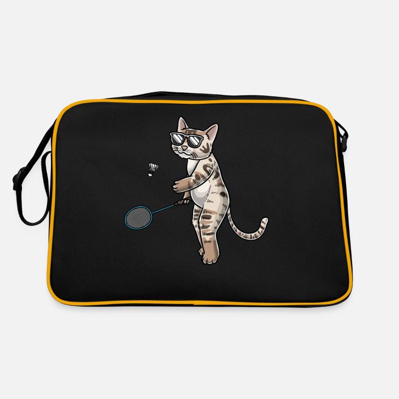Funny badminton cat Retro Bag