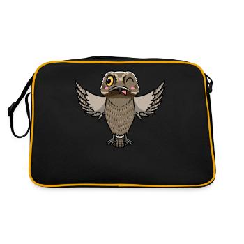 Daytime Sleeper Bird Kawaii Emoticon - Retro Bag - black/gold - Back