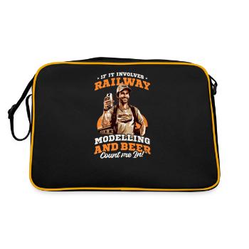 Model Railroad Railway Modelling And Beer - Retro Bag - black/gold - Back