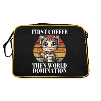 First Coffee Then World Domination Cat Kitty - Retro Bag - black/gold - Back