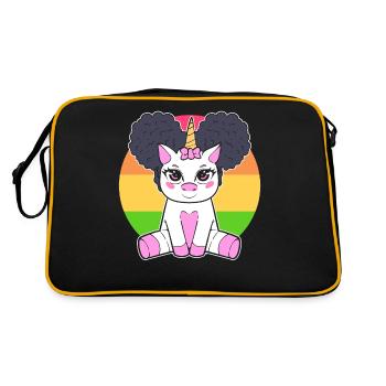 Fille Noire Mignon Licorne Afro Cheveux - Sac Retro - noir/or - Dos