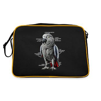African Grey Parrot Gift - Retro Bag - black/gold - Back