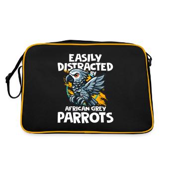African African Grey Parrot Gift - Retro Bag - black/gold - Back