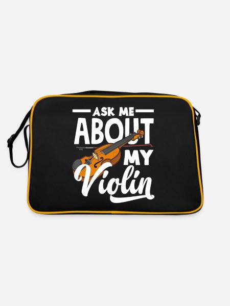 Geige Violine Geigenspieler Violinenspieler - Retro Tasche - Schwarz/Gold - Hinten