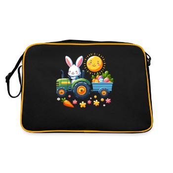 Tracteur, agriculteur, panier de Pâques, lapin de Pâques, joyeuses Pâques - Sac Retro - noir/or - Dos