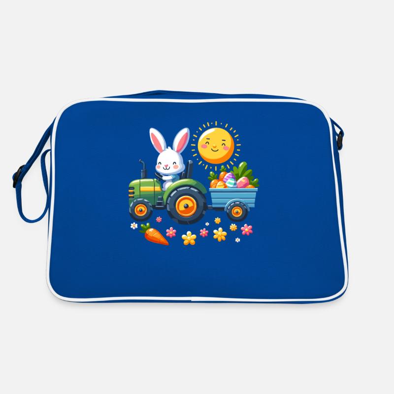 Tractor, Farmer, Easter Basket, Easter Bunny, Happy Easter Retro Bag