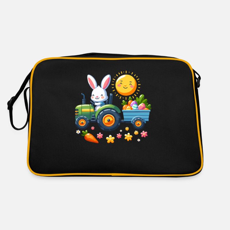 Tractor, Farmer, Easter Basket, Easter Bunny, Happy Easter Retro Bag