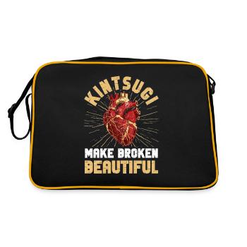 Kintsugi Kintsukuroi Imperfect japan - Retro Tasche - Schwarz/Gold - Hinten