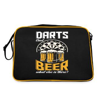 Dart Bier Hobby Geschenk - Retro Tasche - Schwarz/Gold - Hinten
