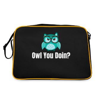Eule Machst Du? Wortspiele Halloween-kostüm Vögel - Retro Tasche - Schwarz/Gold - Hinten