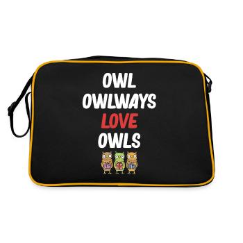 Eule Owlways Liebe Eulen Halloween Kostüm Vögel - Retro Tasche - Schwarz/Gold - Hinten